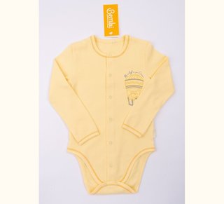 Теплый боди Бемби с длинным рукавом, байка, на кнопках, 0-1 мес