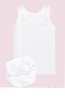 Детский комплект, трусы + майка, белые (от 74см до 134см рост)