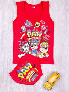 Комплект детский трусы + майка, красный  (от 68см до 86см рост)