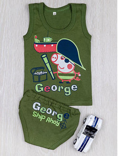 Детский комплект трусы + майка, хаки (от 68см до 74см рост)