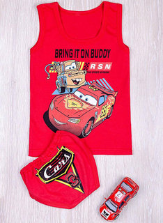 Комплект детский трусы + майка, красный (от 68см до 74см рост)