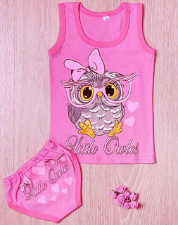 Комплект для девочек трусы + майка, розовый  (от 68см до 80см рост)