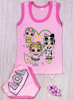 Комплект для девочек трусы + майка, светло-розовый (от 68см до 98см рост)