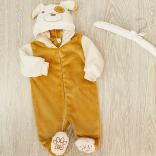 Комбінезон ясельний Собачка карамельний, махра