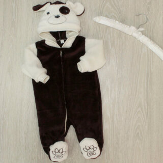 Комбінезон ясельний Собачка шоколадний, махра