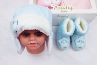 Комплект пінетки та шапка махрові Туреччина 0-6 міс