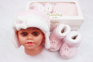 Комплект пінетки та шапка махрові Туреччина 0-6 міс