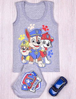 Детский комплект трусы + майка, серый (от 68см до 86см рост)