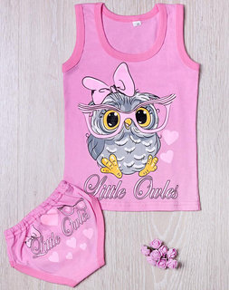 Комплект для девочек трусы + майка, светло-розовый (от 68см до 74см рост)