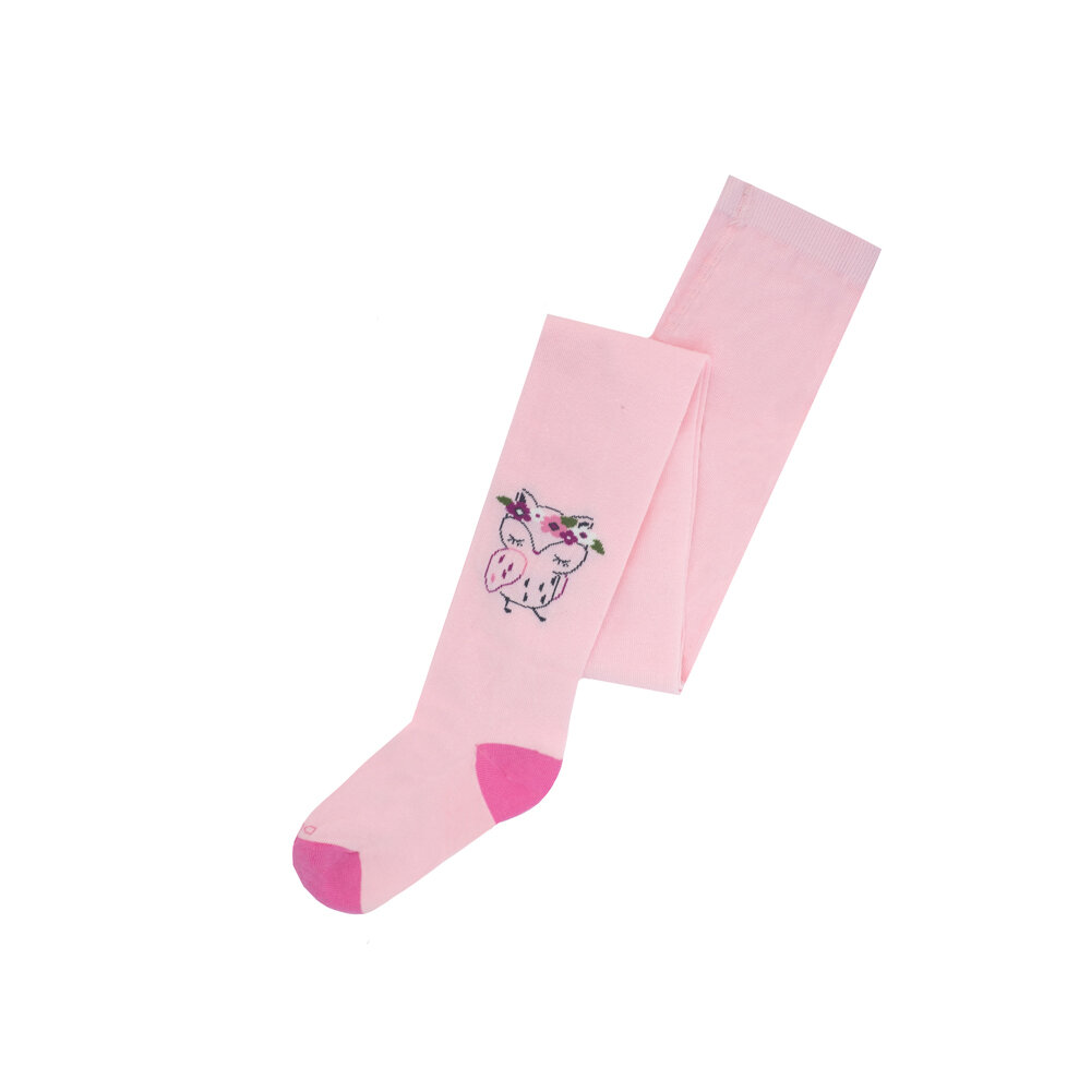 Колготки дитячі Дюна (Duna), всесезонні, світло-рожеві, з візерунком сови (від 86см до 140см)