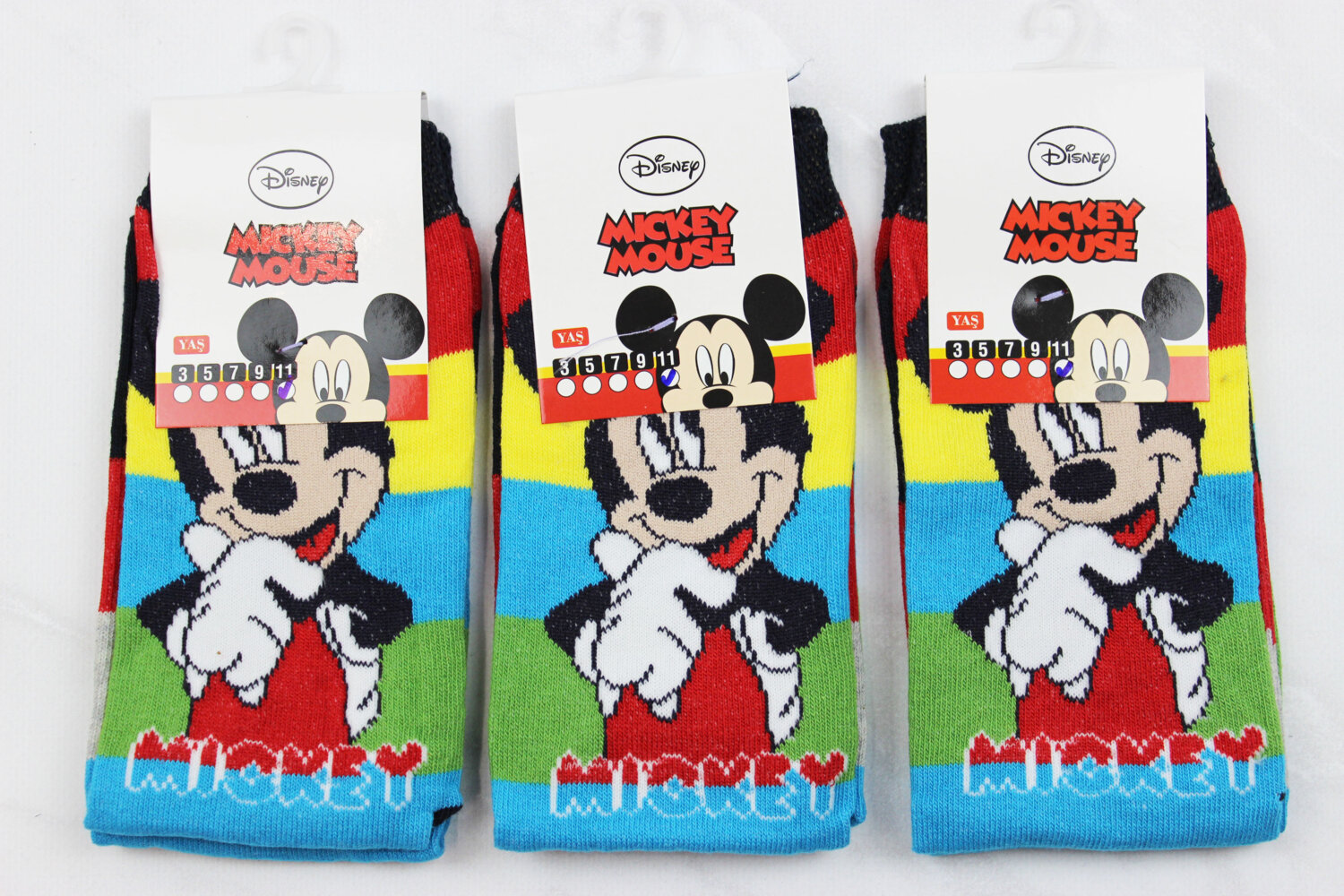 Детские всесезонные носки Mickey Mouse, цветные, 11–12 лет, Турция, упаковка 3 пары