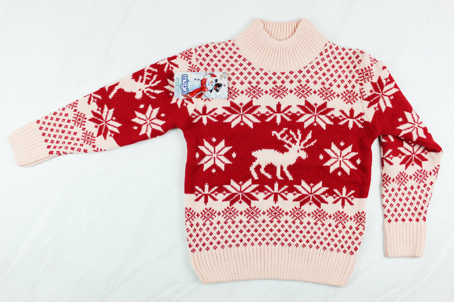 Теплый вязаный новогодний детский свитер с вышивкой олени, красный, Турция (6-8 лет 110-128 рост)
