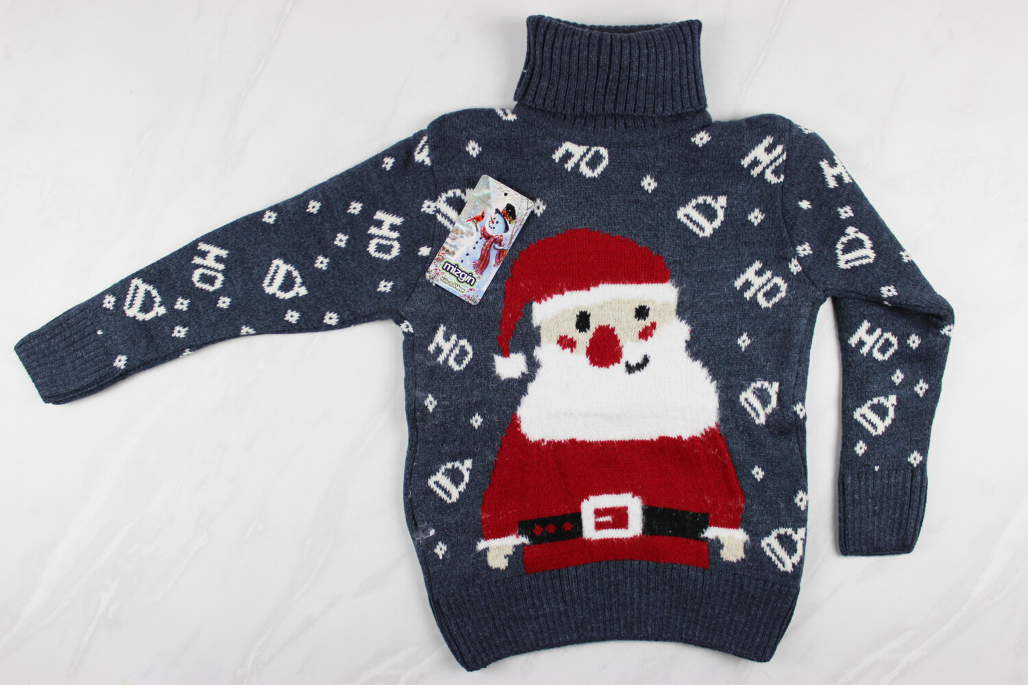 Новорічний вʹязаний дитячий светр для дівчинки вишивка Санта, сірий, Туреччина (110-134 см: 5-9 років)