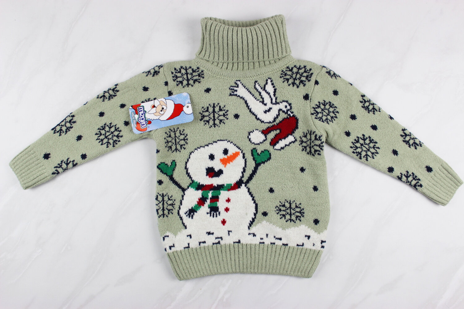 Новорічний вʹязаний дитячий светр вишивка сніговик,  Туреччина (92-110 см: 2-5 роки)