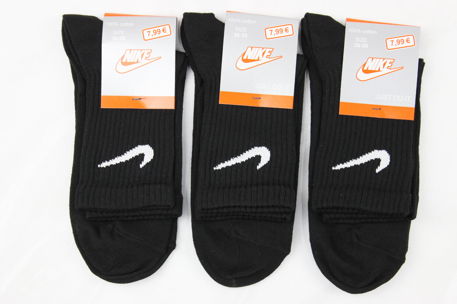 Жіночі всесезонні шкарпетки Nike, чорні, взуття 36–40, шкарпетки 23–25, 12 пар