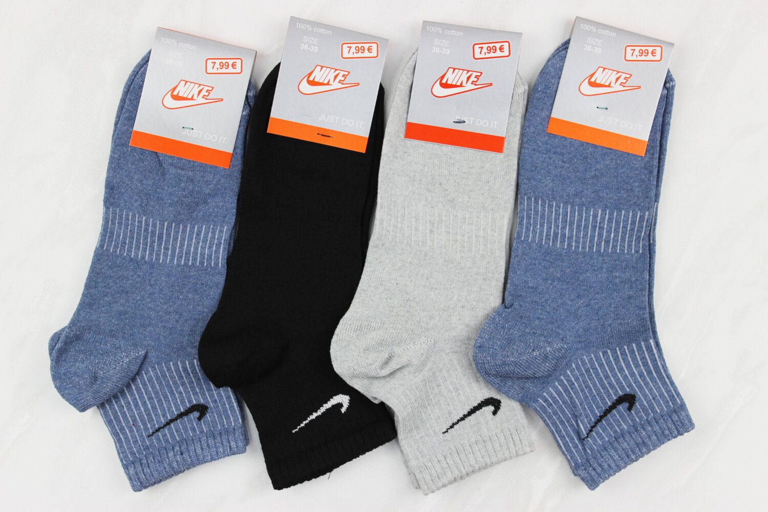 Женские всесезонные носки Nike, синие, чёрные и серые, обувь 36–40, носки 23–25, 12 пар