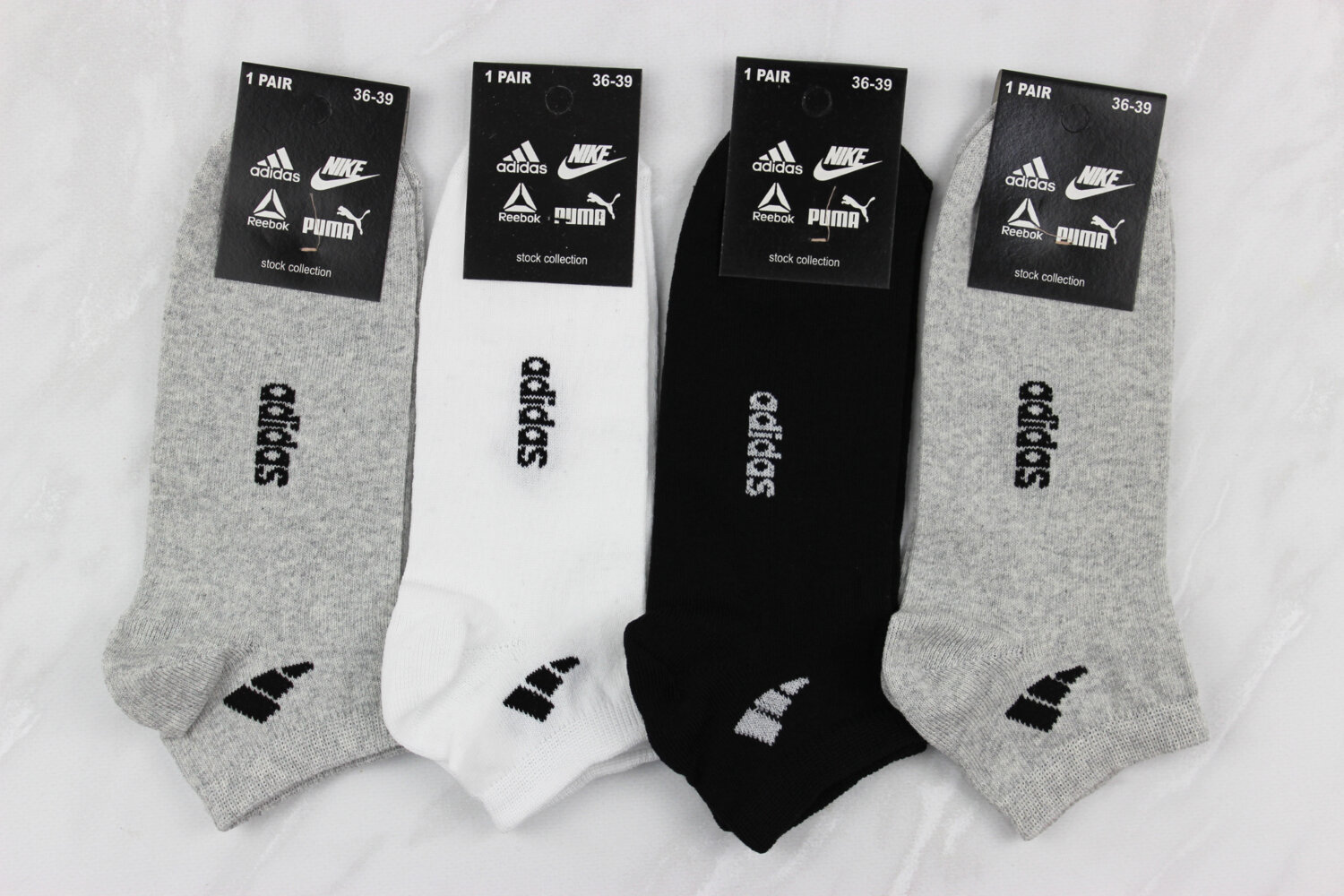 Жіночі всесезонні шкарпетки Adidas, сірі, білі та чорні, взуття 36–40, шкарпетки 23–25, 12 пар