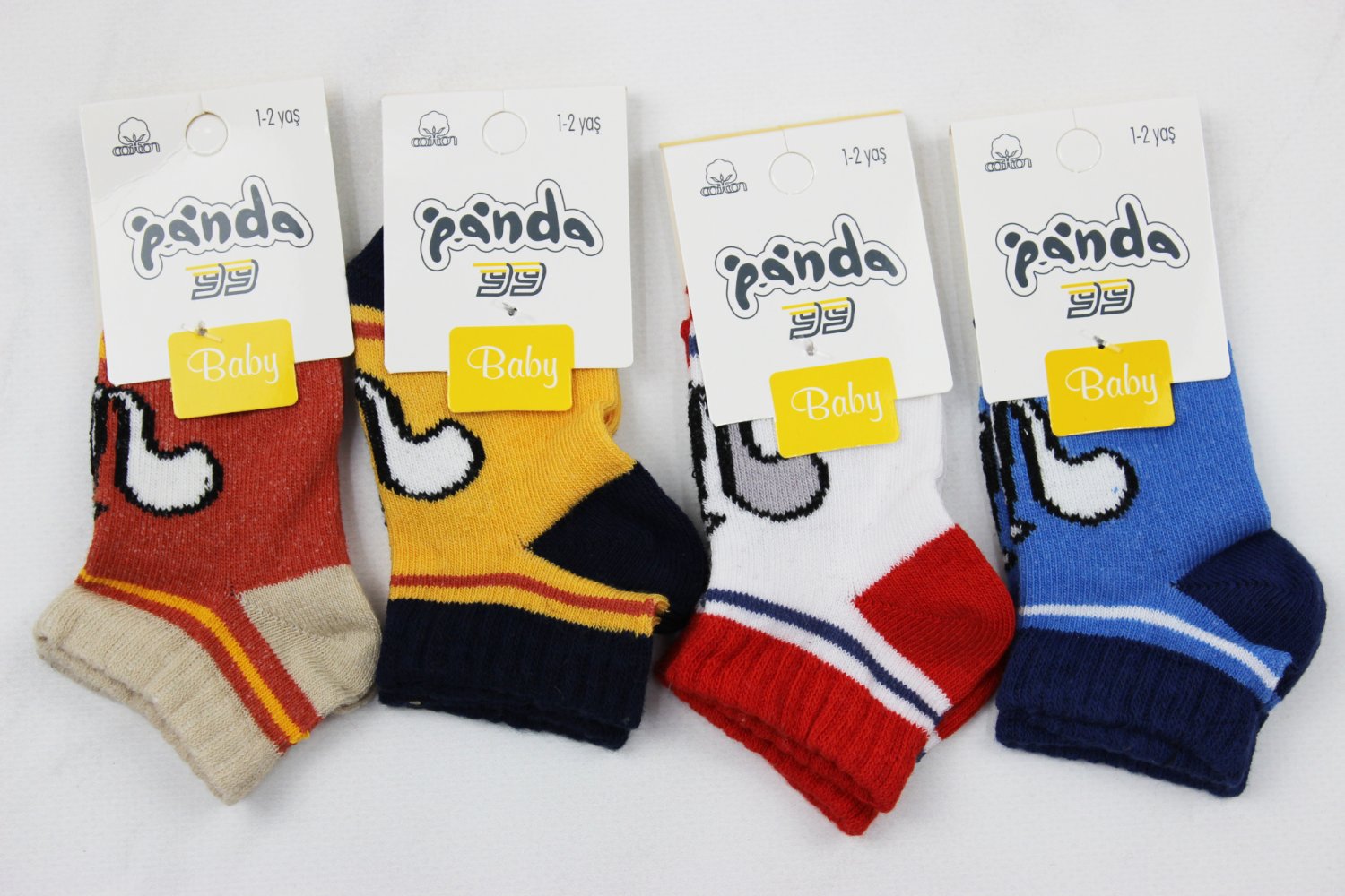 Детские хлопковые всесезонные носки Panda Baby с животным, разноцветные, 1–2 года, упаковка 12 шт., Турция