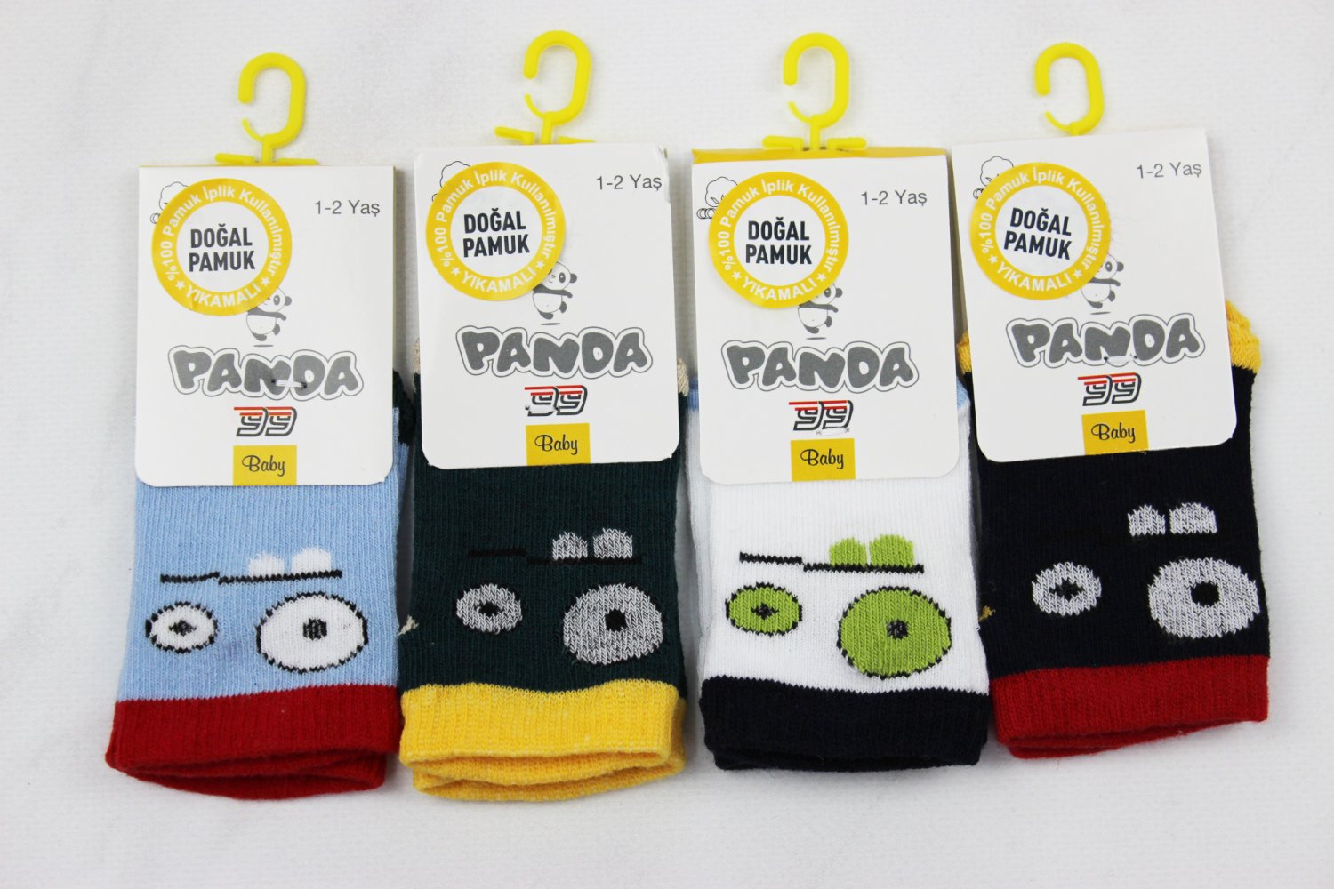 Дитячі бавовняні всесезонні шкарпетки Panda Baby з кумедною мордочкою, різнокольорові, 1–2 роки, упаковка 12 шт., Туреччина