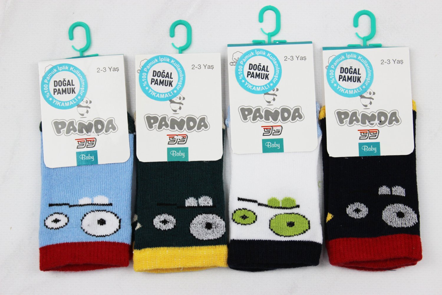 Детские хлопковые всесезонные носки Panda Baby с забавными глазками, разноцветные, 2–3 года, упаковка 12 шт., Турция