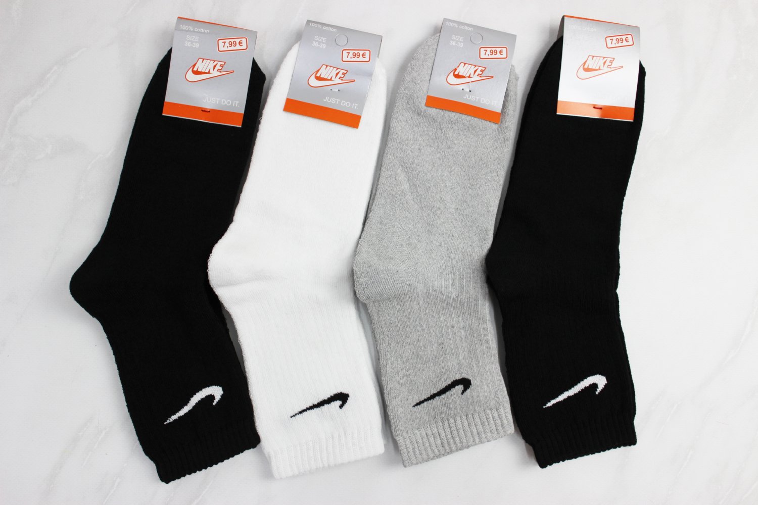 Женские махровые носки Nike, чёрные, белые и серые, обувь 36–40, носки 23–25, 12 пар