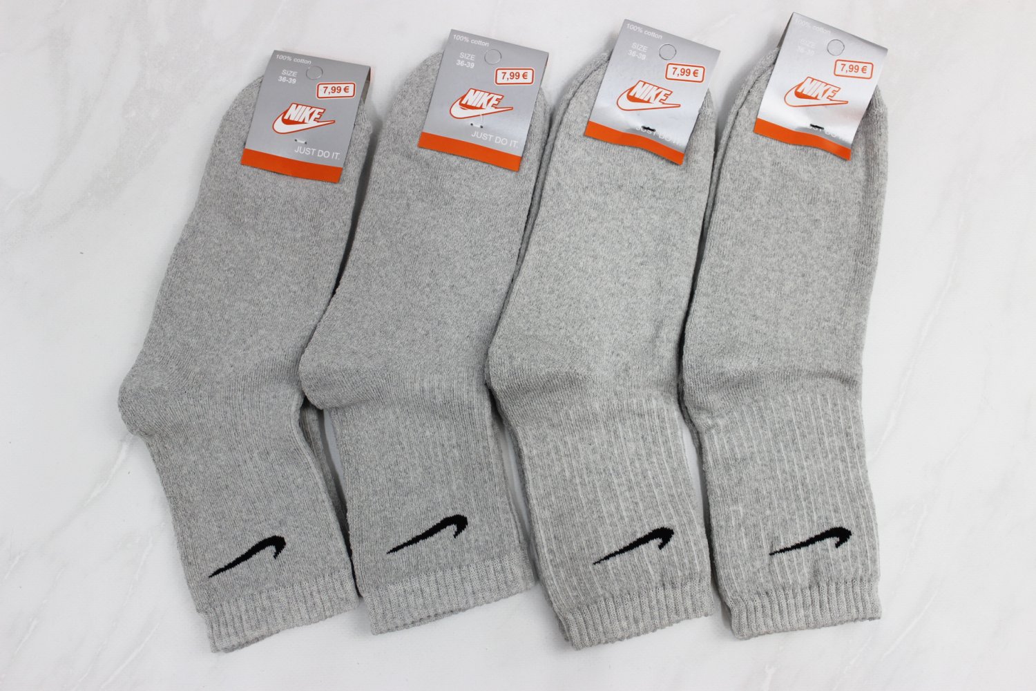 Женские махровые носки Nike, серые, обувь 36–40, носки 23–25, 12 пар